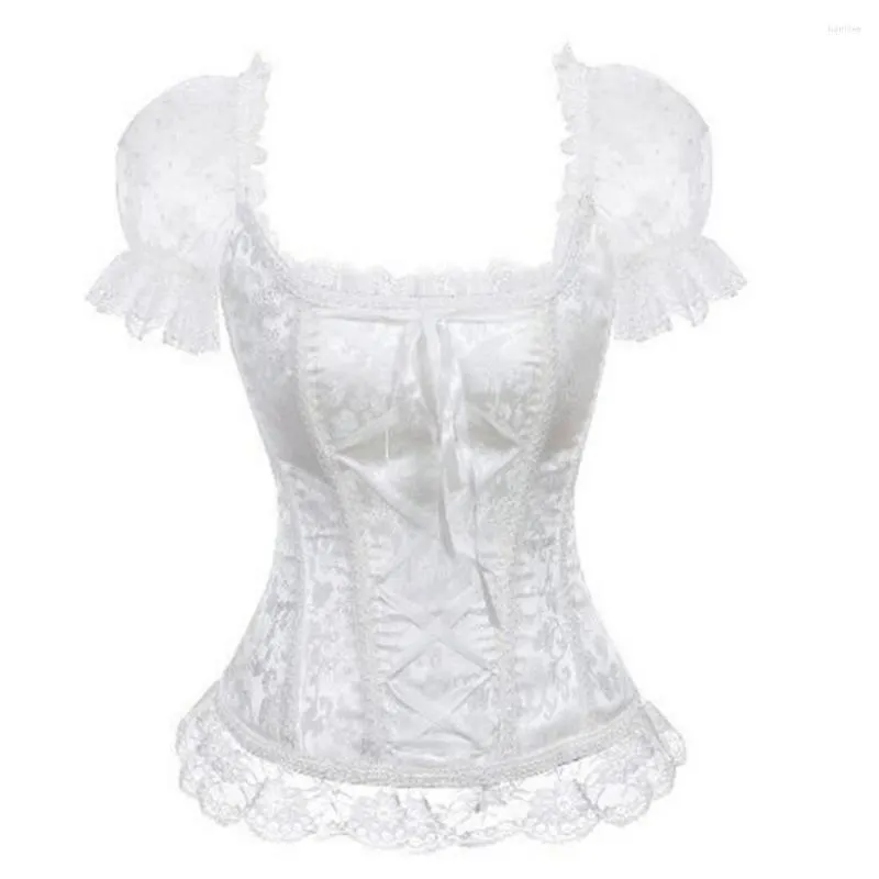 Femmes Shapers Sexy Gothique Princesse Costume Manches Courtes À Lacets Corset Bustier Top Désossé Taille Formateur Lingerie Overbust Corsets Corps