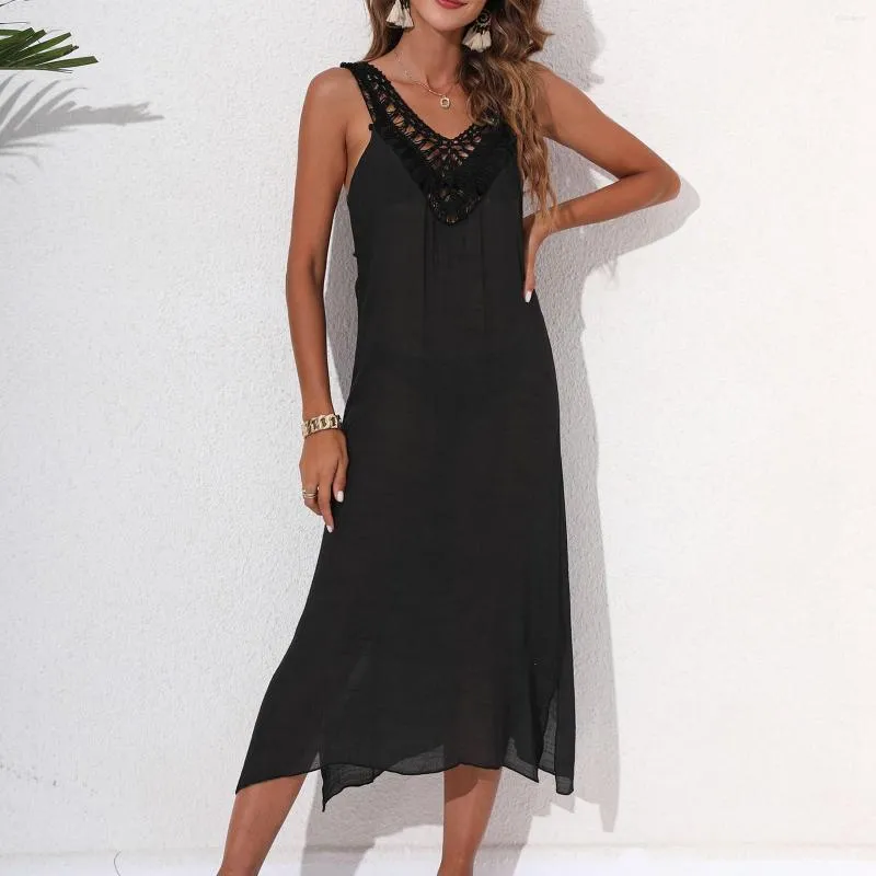 Robes décontractées Robe de plage de vacances pour femmes Crochet à la main Dentelle Cover Up Long Ups pour les femmes Lingerie