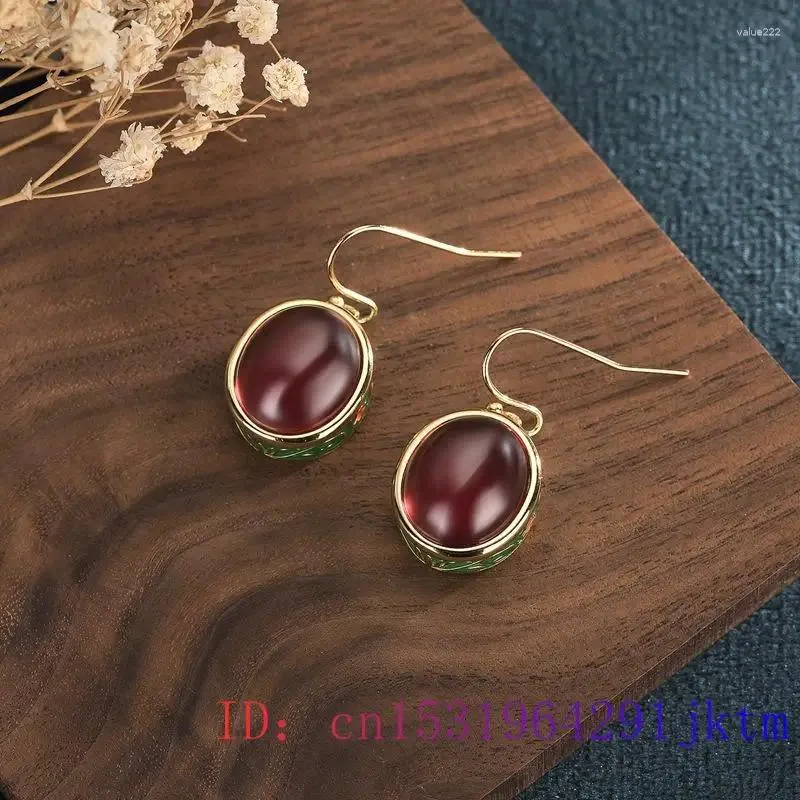 Boucles d'oreilles pendantes en jade rouge, goutte d'eau, cristal, bijoux pour femmes, charme, mode, calcédoine, cadeaux, zircon, pierre précieuse, amulette, argent 925 naturel