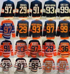 Edmonton''Oilers''Man Ice Hockey Reverse Retro 97 Connor McDavid Jerseys 91 Evander Kane 99 Wayne Gretzky 29 Leon Draisaitl 93 Ryan Nugent-Hopkins Blank