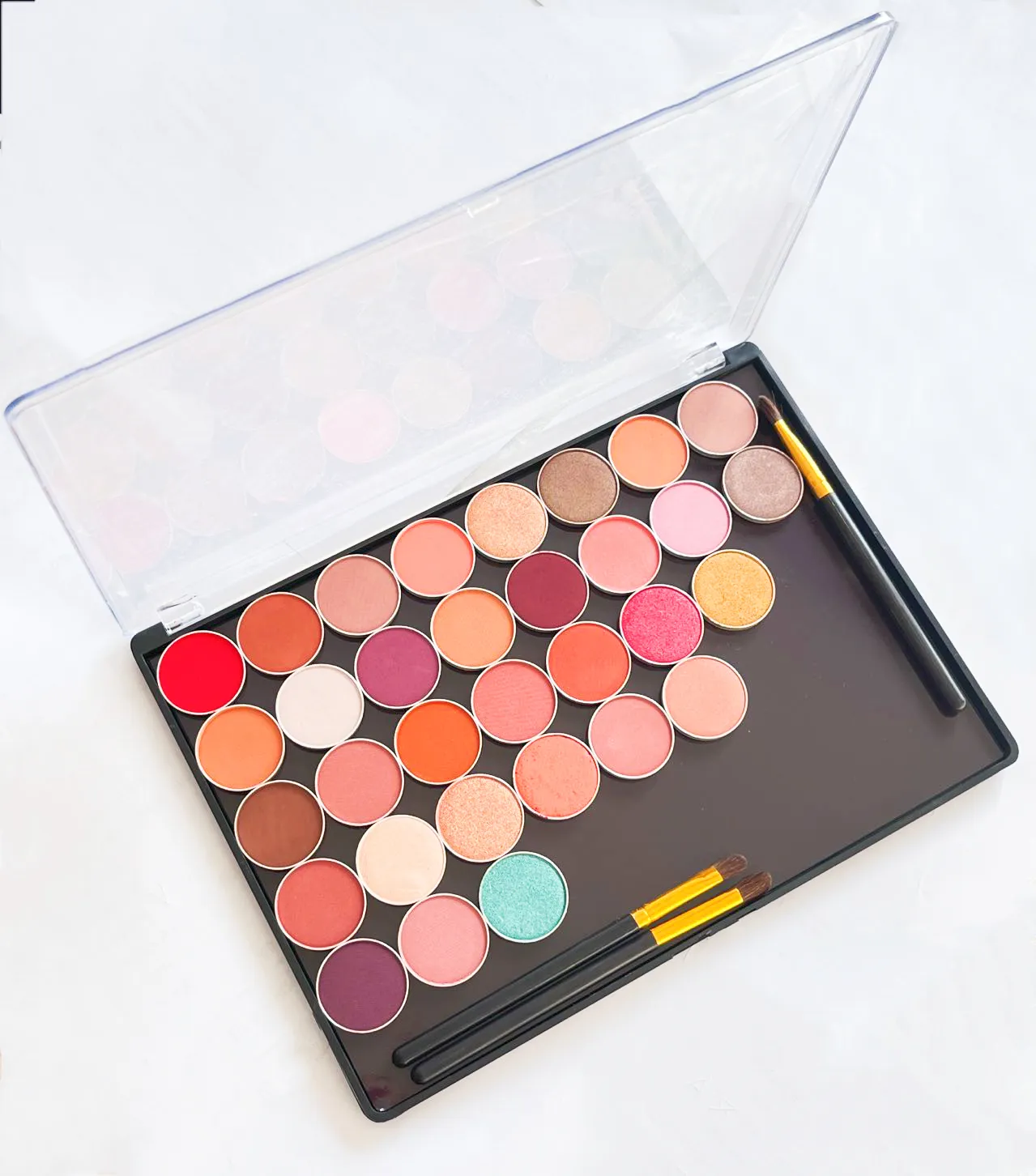 Paleta de sombra plástica magnética vazia Caixa de armazenamento de maquiagem grande com tampa clara de batom de batom blush pó de armazenamento de ímã