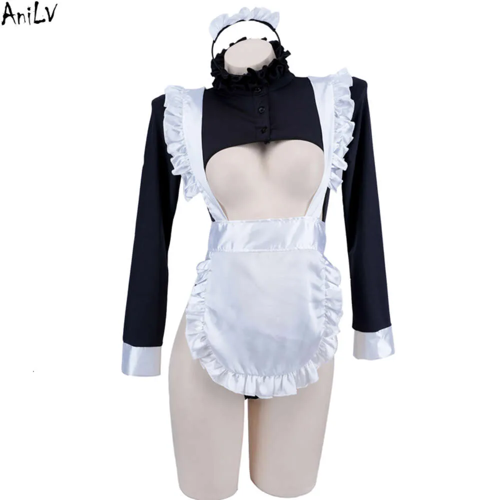 Ani anime japonês menina empregada bodysuit uniforme avental traje cosplay