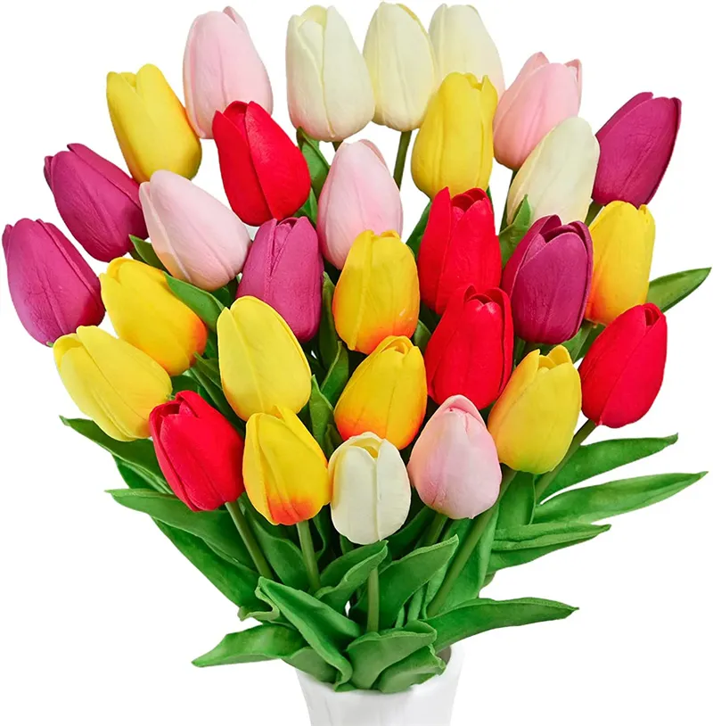 Artificial Tulip Flowers Fake Tulips Flower PU Latex Flower for Home Wedding Party Festival Decor