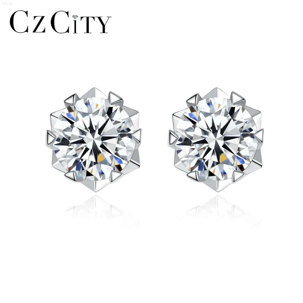 Czcity één karaat Moissanite steen 925 sterling zilveren diamanten bruiloft