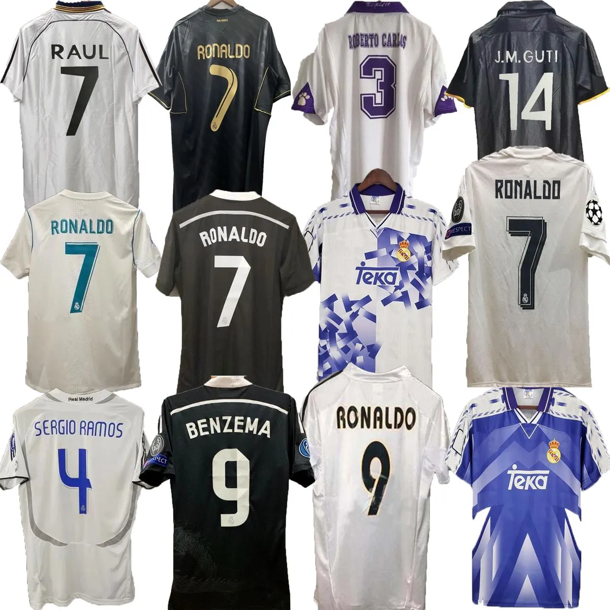 Fotbollströja Real Madrids Retro Soccer Jerseys 2000 2001Vintage Shirt Classic Camiseta Home White R.Carlos Hierro Redondo Morientes Top Quality S-2XL