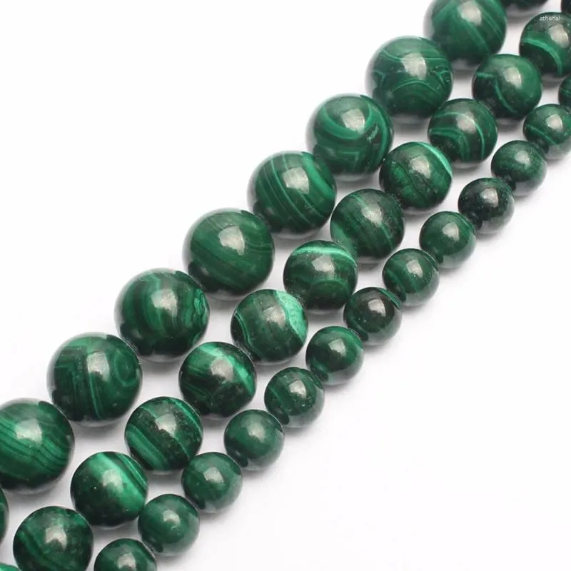 Pierres précieuses en vrac Malachite naturelle paon, perles d'espacement rondes pour la fabrication de bijoux, bracelets et colliers faits à la main, 15 pouces