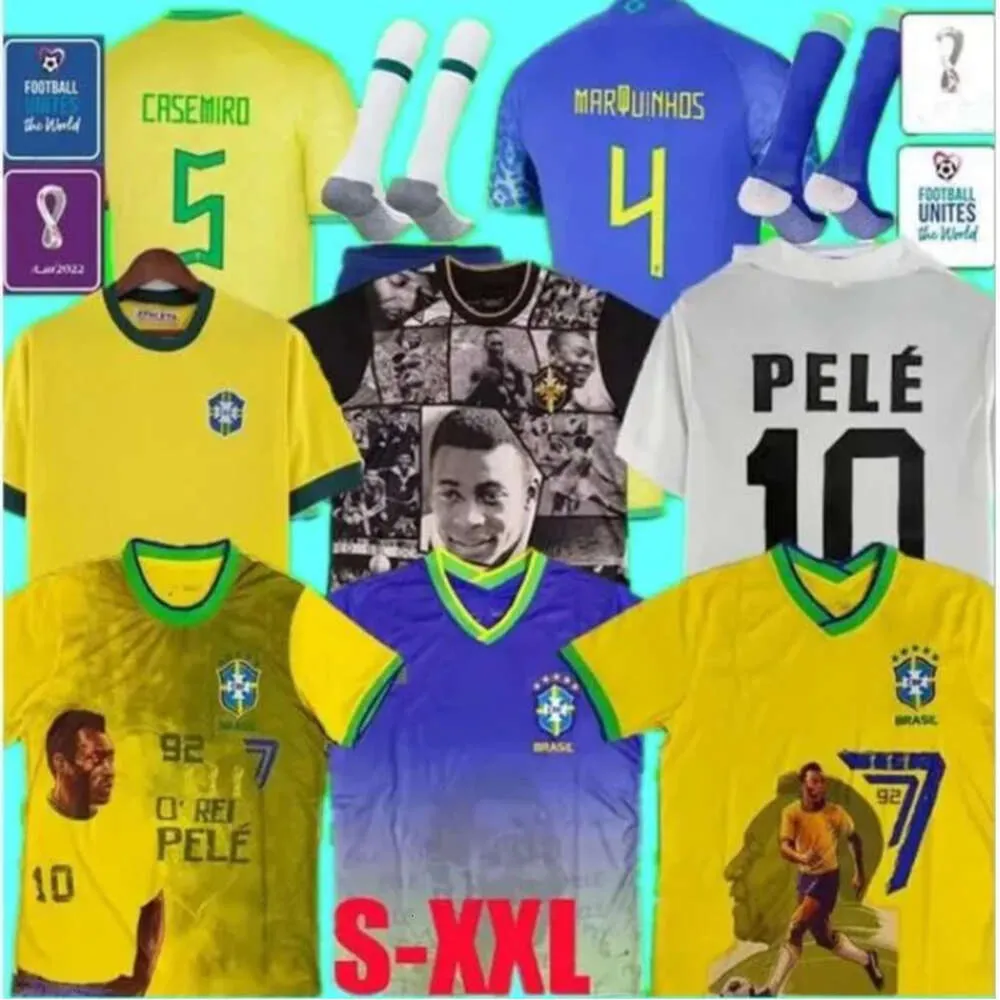 qqq8 1957 1970 2022 2023 Футбольные майки Пеле в стиле ретро Santos Special Brasil Camiseta De Futbol Мужчины Дети G.jesus Женщины Футболки Vini Jr