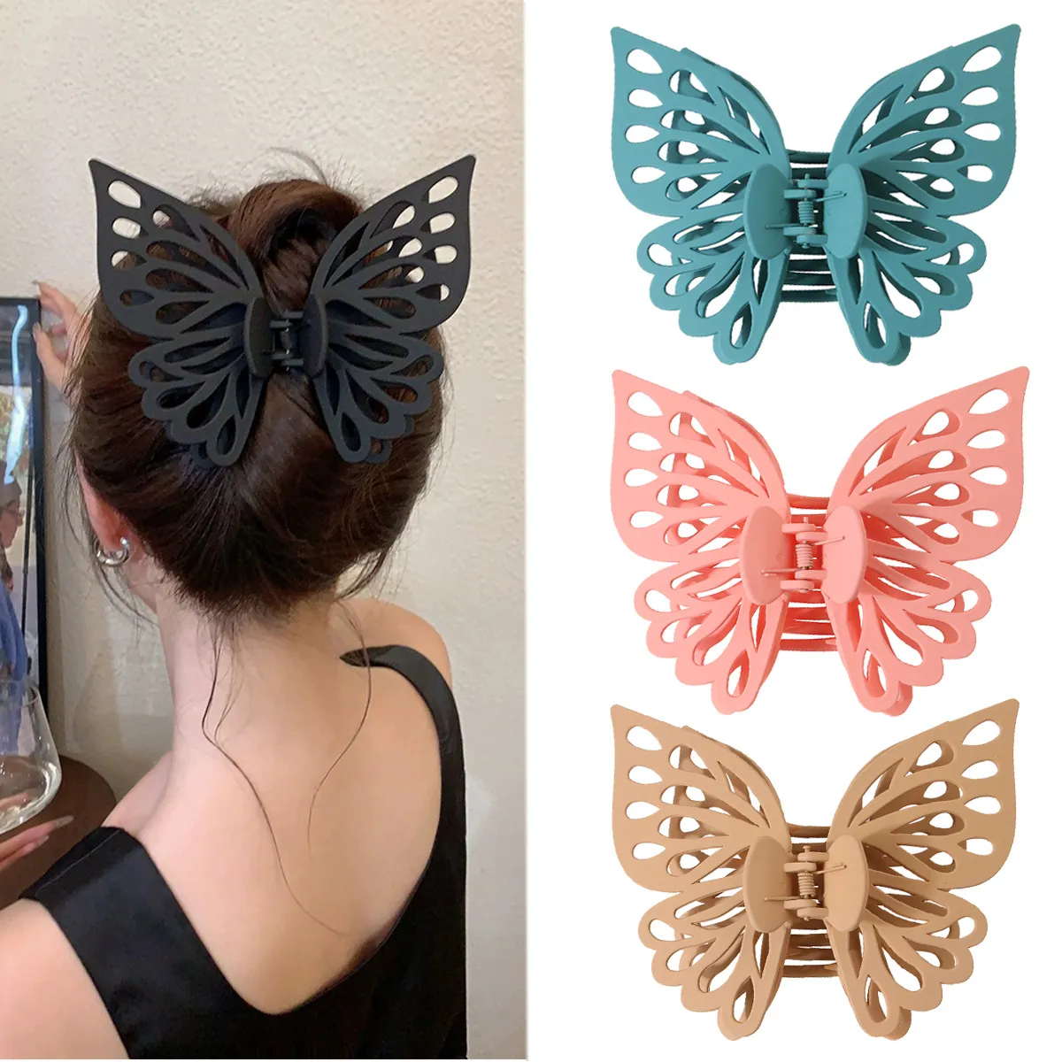 Doppelte Schichten aushöhlen, große Schmetterlings-Haarklammern für Haarstyling, dekorative, ausgefallene Haar-Accessoires, Hai-Clips für Mädchen und Frauen, 2903