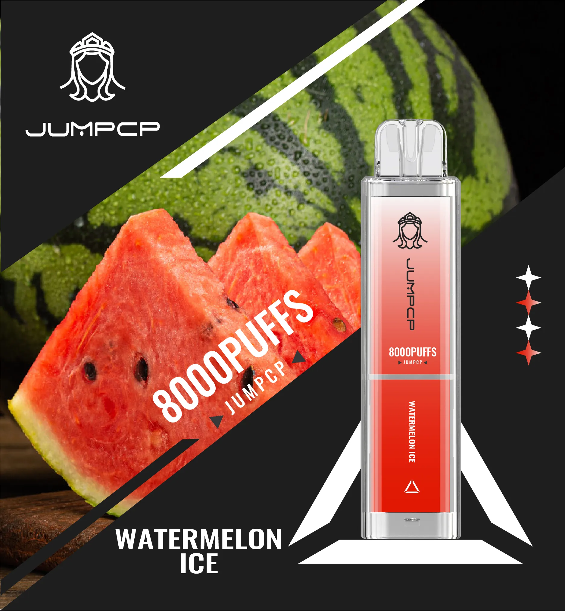 Original JUMPCP Crystal 8000 Puff E Cigarettes jetables Vape Pen 600mAh Batterie rechargeable 12 saveurs 2% 5% Capacité 15ml Thé vert