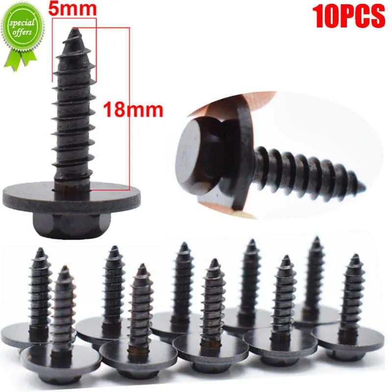 Novo 10pcs j35 parafuso de abastecimento de auto -tapping universal e arruela 5 x 18 mm preto 8 mm Hex Hex Head Twpeping parafusos de Tapper para BMW Bens