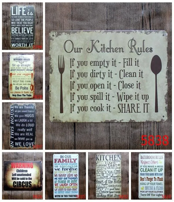 Metal Tin Signs Life Poem Poster väggdekor Konstjärnmålning Bilder Restaurang Vintage Sign Retro Signs 20x30cm HHB16195011697