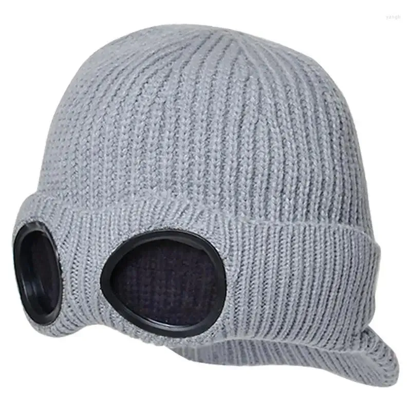 Bérets d'hiver chapeaux de randonnée lunettes de Protection des oreilles bonnet coupe-vent chapeau tricoté garder au chaud plus velours avec pour femmes hommes
