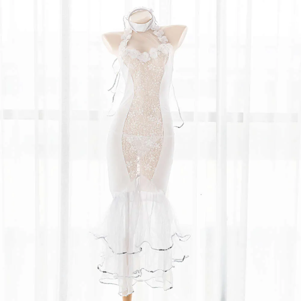 Ani Beautiful Bridal Mermaid Dress Uniform Costume Women Wedding Night Lace Hollow Pamas Lingerie Cosplay cosplay
