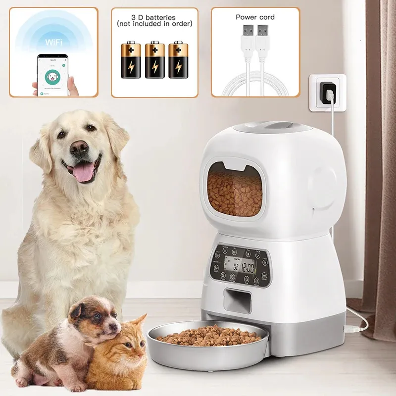 Dog Bowls Feeders WiFi Remote App Controll PET Automatisk matare Robot Typ Intelligent Timing Kvantitativ utfodring Dispenser Cat Bowl 231031