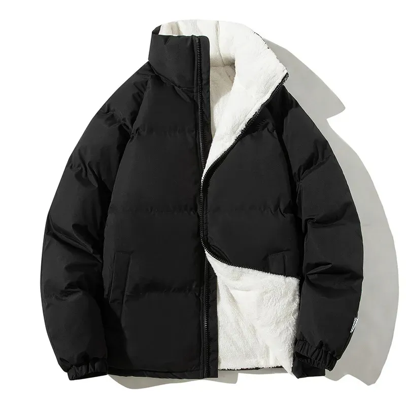 Mannen Down Parka 2023 Dikker Warme Winterjas Mannen Effen Losse Jassen Mannelijke Stand Kraag Fleece Puffer Man Harajuku bovenkleding 231031