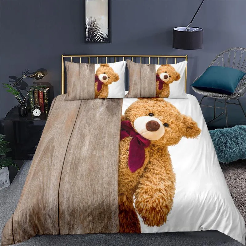 Cute Bear Print Bedding Set