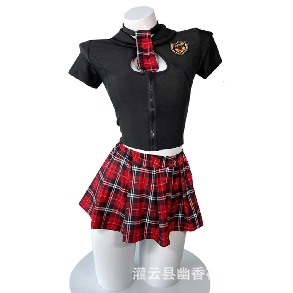 Ani School Student Girl Unifrom Costume Donna Sexy Gonna a pieghe scozzese rossa Hot Lingerie Pamas Set Cosplay cosplay