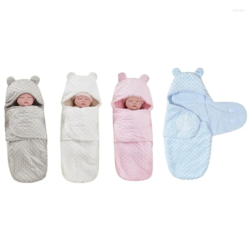 Filtar lyxig funktionell född sömnpåse dubbel skiktat lammfleece baby filt kick bevis för höstvinter