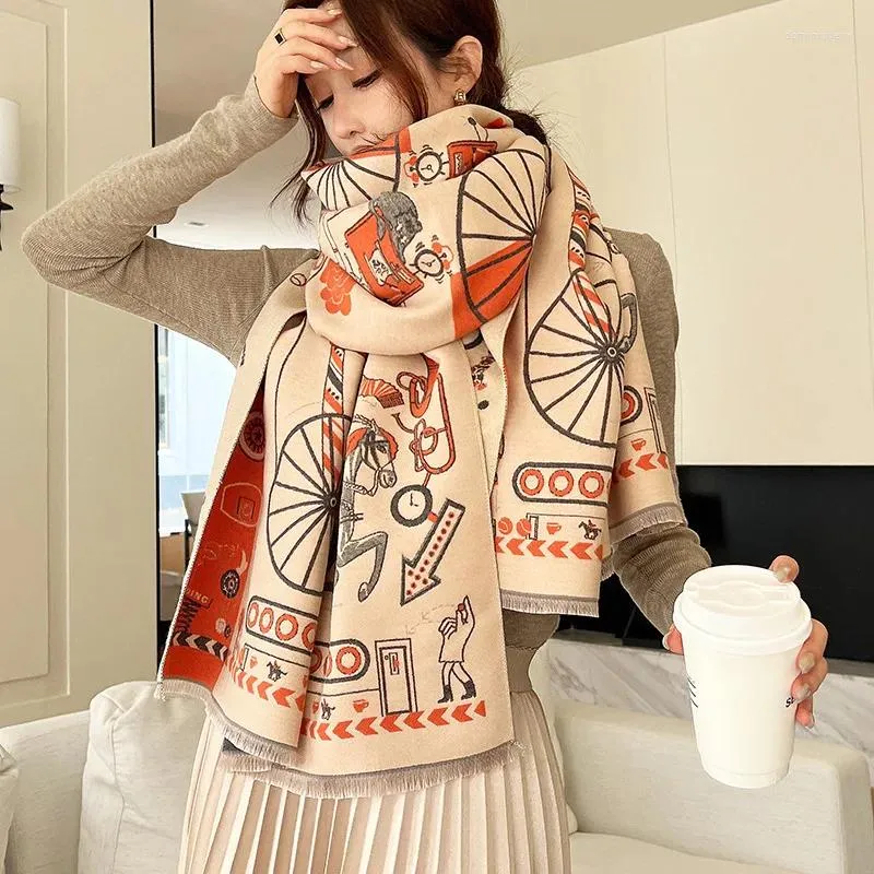 Foulards de luxe Design hiver écharpe chaude femmes voyage Pashmina châles et enveloppes femme épais cachemire S Poncho étoles Echarpe