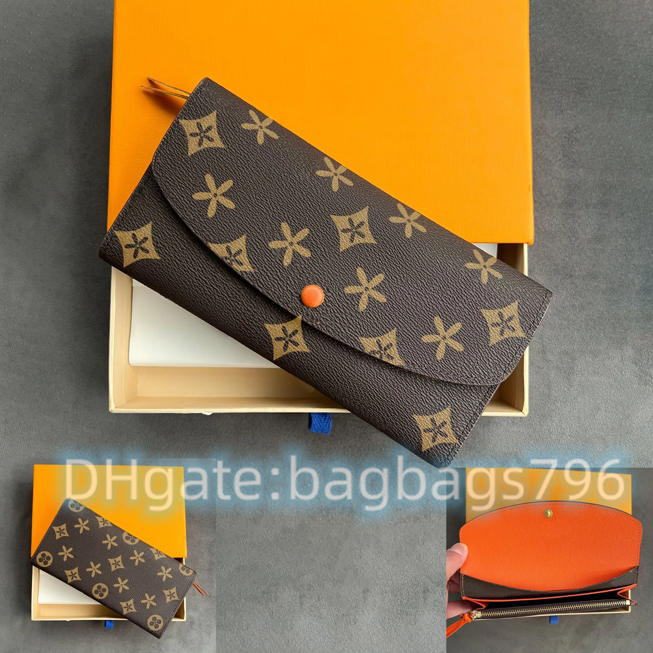 Damesman M60697 Emilie Long Wallet Bag 4 creditcard slots munt portemonnees herentas tas handtas leer luxe ontwerper wallets kaarthouder sleutelhanger zakje clutch tassen