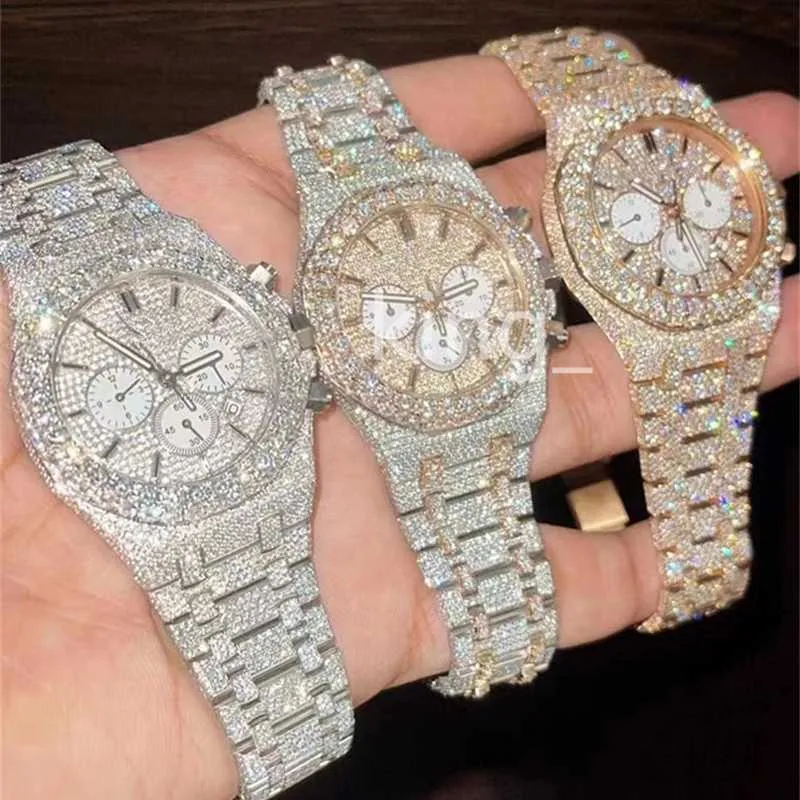 Ap Роскошные часы с муассанитом и бриллиантами Iced Out Watch Дизайнерские мужские часы для мужчин Часы Высокое качество Montre Часы с автоматическим механизмом Montre De Luxe I19