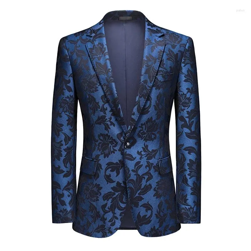 Men's Suits 2023 Fashion Suit Party Coat Casual Slim Fit Blazer Buttons Floral Printing Blazers Jacket Men Business