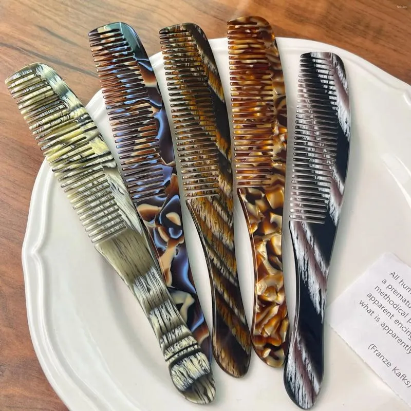 Hair Clips Wholesale Custom Luxury Korean Acetate Combs Accessories Fashion 16.8CM Long Acetic Handle Comb Texture Ink