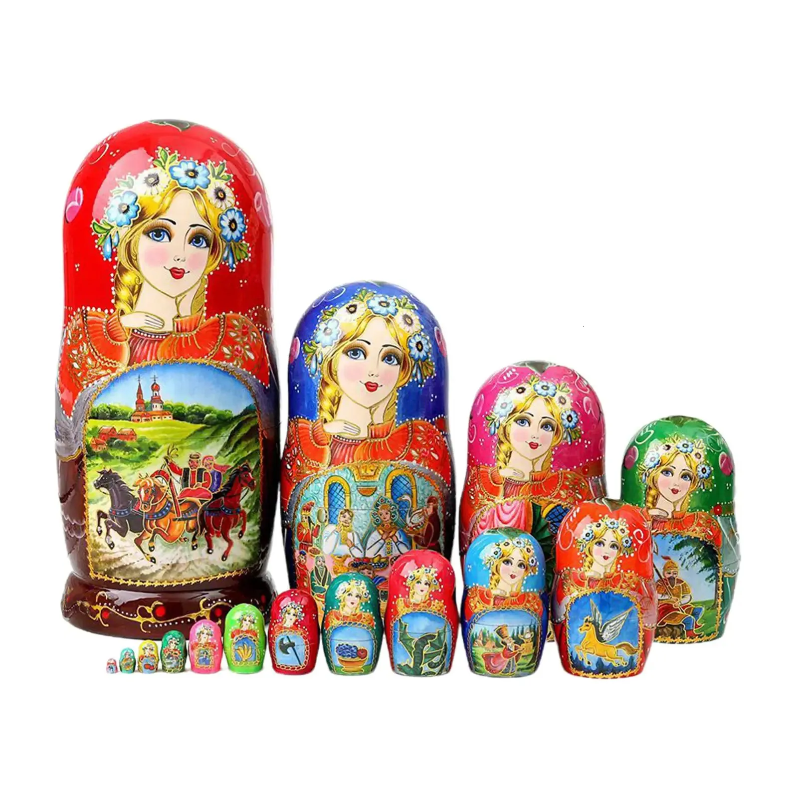 15 Pieces Russian Matryoshka Doll Nesting Doll Home Room Decoration Stacking Doll