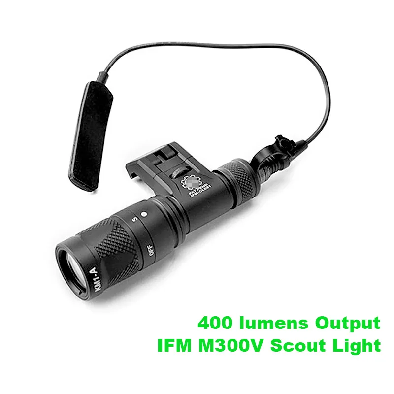 Tactical IFM M300V Scout Light Dual-Output 400 Lumens Gun Light With QD Mount 1913 Rail LED White Flashlight Hard Anodizing Aluminum