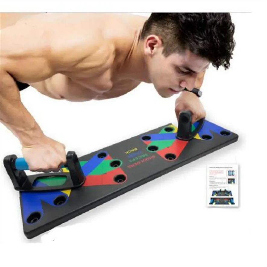 2020 nuevo 9 en 1 Push Up Rack Board hombres mujeres Fitness ejercicio Push-up Stands sistema de entrenamiento de culturismo gimnasio en casa Fitness Equipm182H