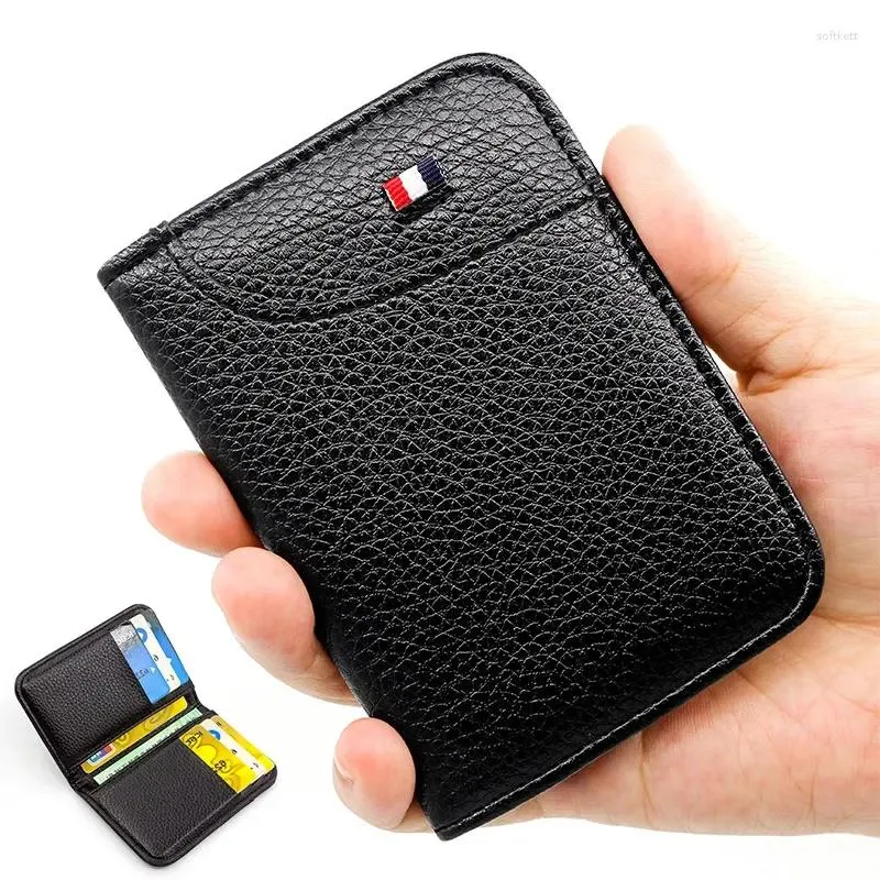 Korthållare mini super pu plånbok tunn kort mjuk bärbar liten handväska kredit läder smala plånböcker män