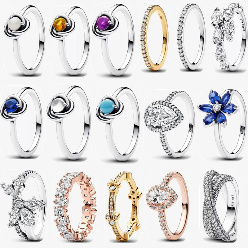 Bagues de mariage de créateurs pour femmes, cadeau de vacances de noël, adaptées à Pandoras Disnes Mickes Minnis Mouse, bague d'éternité étincelante, bijoux de luxe en diamant