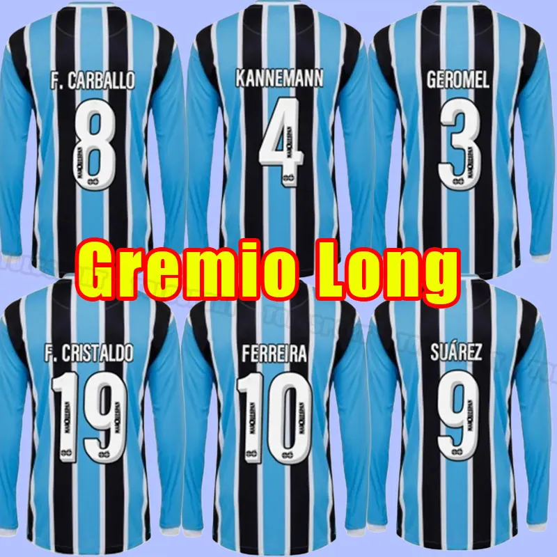 Długie rękaw 2023 2024 Koszulki piłkarskie Gremio Elkeson Ferreira Geromel Leiva Campaz Diego Souza KanneMann 23 24 Footbal Lshirts Home