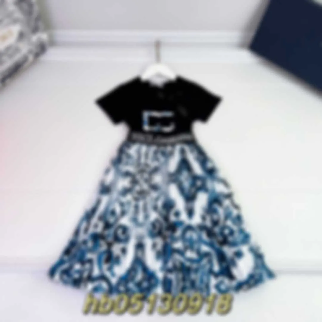 23ss girls dress designer skirt children short-sleeved Korean childrens half-sleeved summer new style children's woven Kids clothes