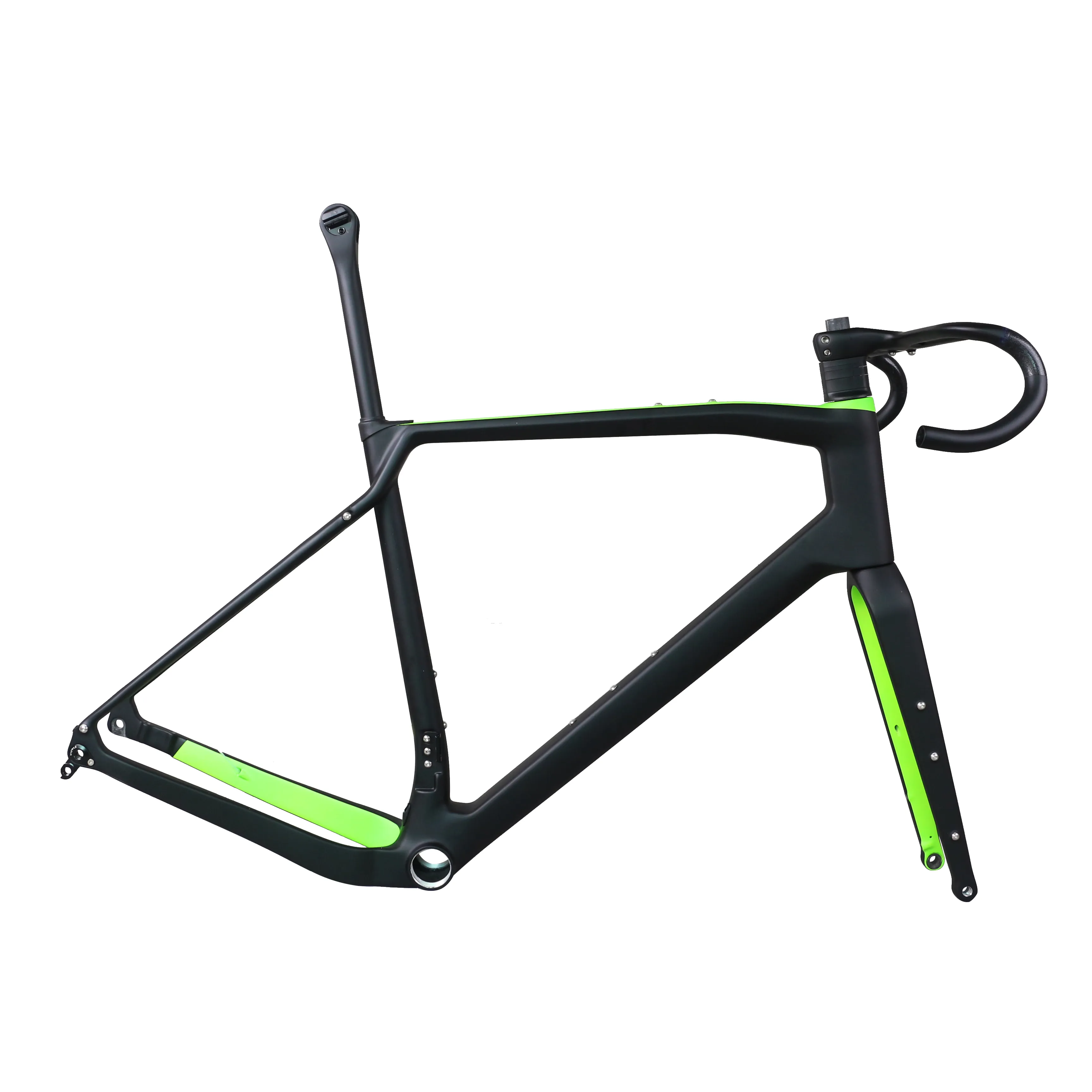 Full Hidden Cables Gravel Bike Frame GR047 Black Green Paint Design Max Tire 700*47C Size 40/43/46/49/53cm