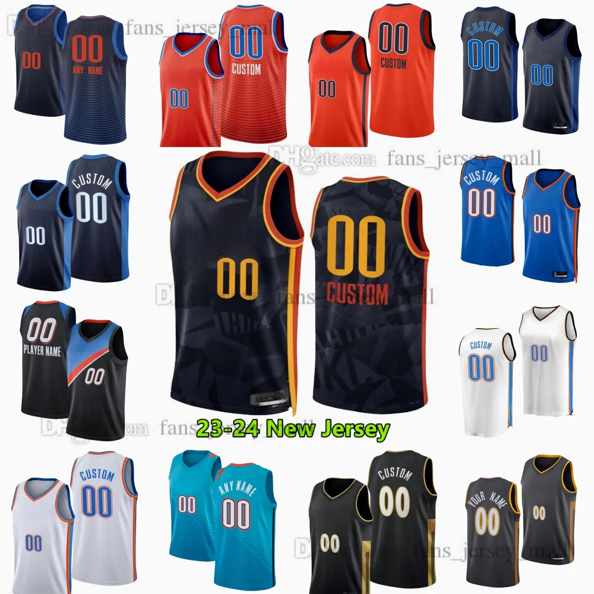 Shai Gilgeous-Alexander Custom Printed 2023-24 City Basketball Jerseys Davis Bertans Luguentz Dort Chet Holmgren Vasilije Micic Josh Giddey Kenrich Williams