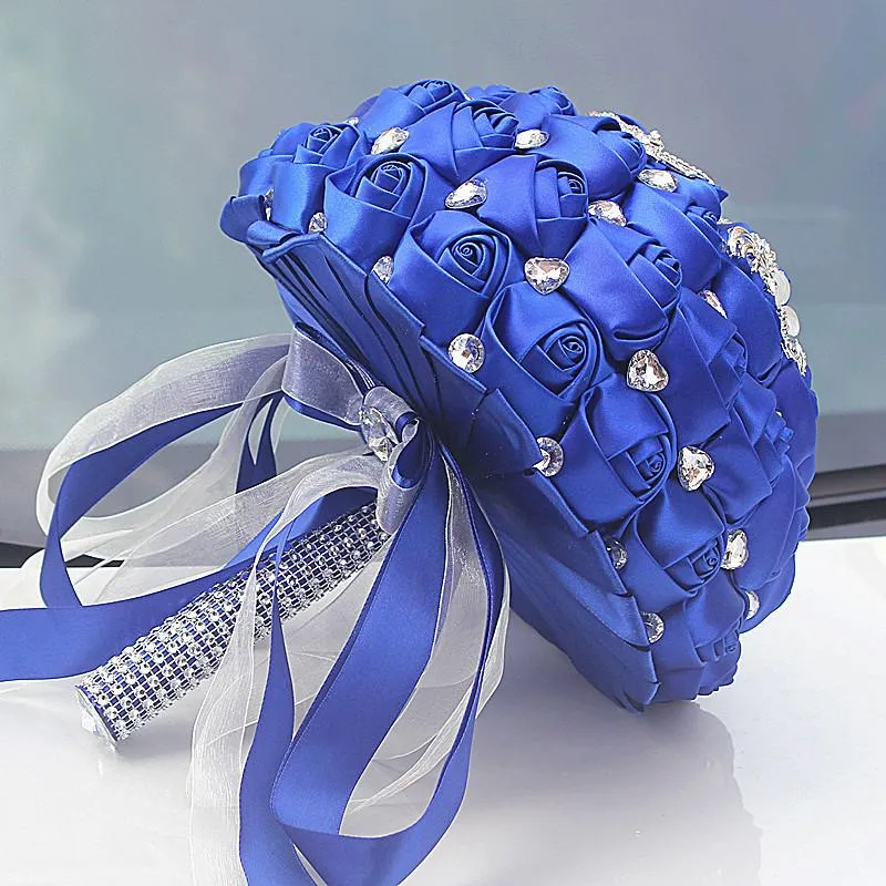 Ghirlande di fiori decorativi Est Blu Mazzi di nozze artificiali Crystal Bridemaid per la decorazioneDecorativo