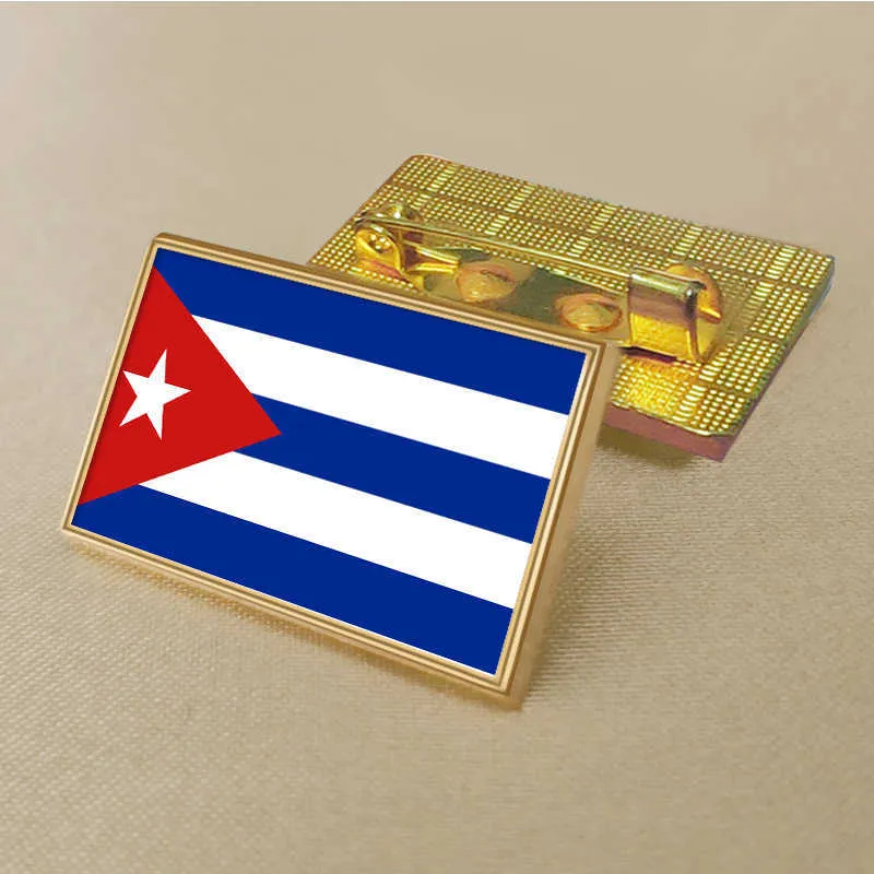 Party Cuban Flag Pin 2,5*1,5 cm cynku odlewane przez pvc kolor powlekany złoto prostokątny odznaka medalionu bez dodanej żywicy