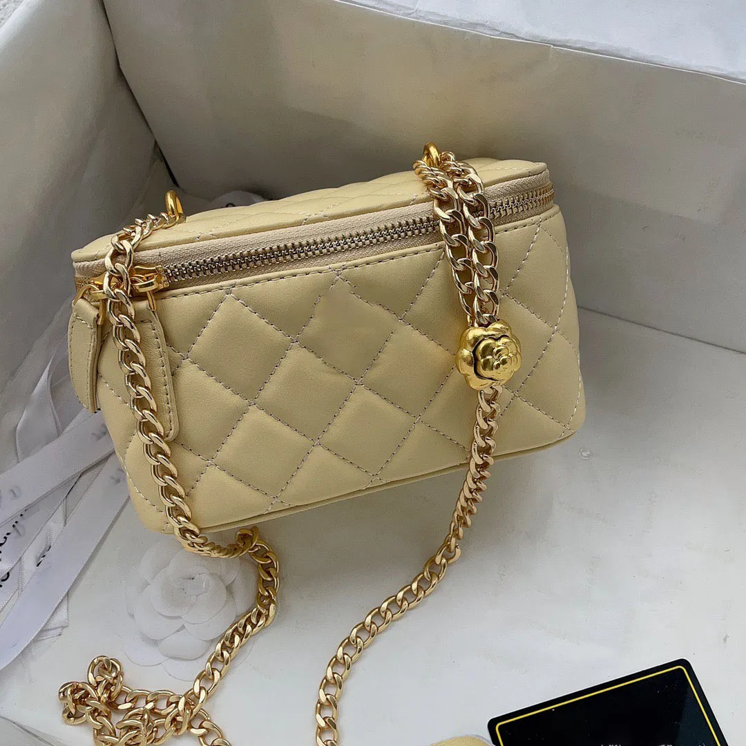 Women Crossbody Bags Shoulder Handbags Designer Luxury Mini Portable Box Cosmetic Lipstick Bag Sheepskin Black Ladies Fashion Small Purses Golden Ball Chain