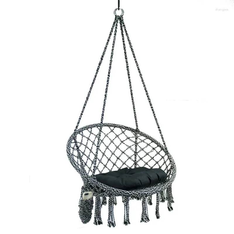 Camp Furniture Equip Hamac d'extérieur en macramé de luxe, chaise suspendue en coton multicolore, taille 31,5" L x 24" l, capacité 250 lb