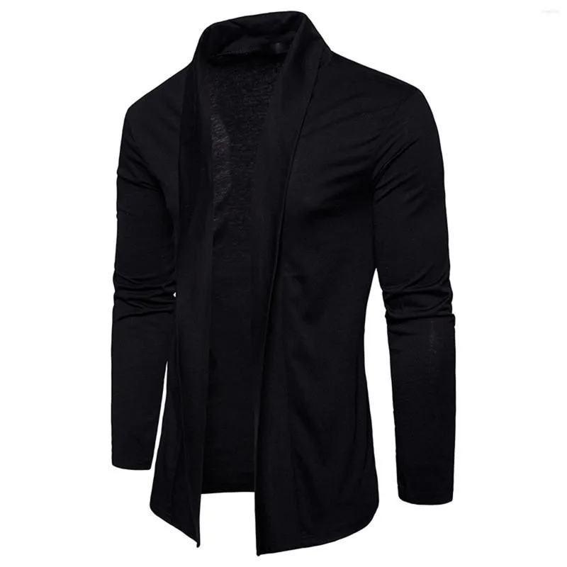 Men's Jackets Fashion Men's Spring Shawl Collar Cardigan Casual Solid Color Long Sleeve Jacket Coat Open Front Tops Men Outwear