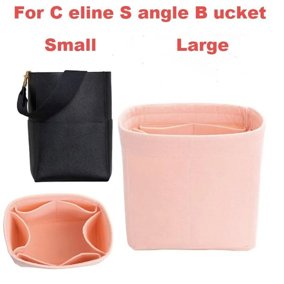 For C Eline Sangle Bucket 3MM Premium Felt Insert Bag Organizer Makeup Handbag Shaper Travel Inner Purse Cosmetic Bags & Cases326w