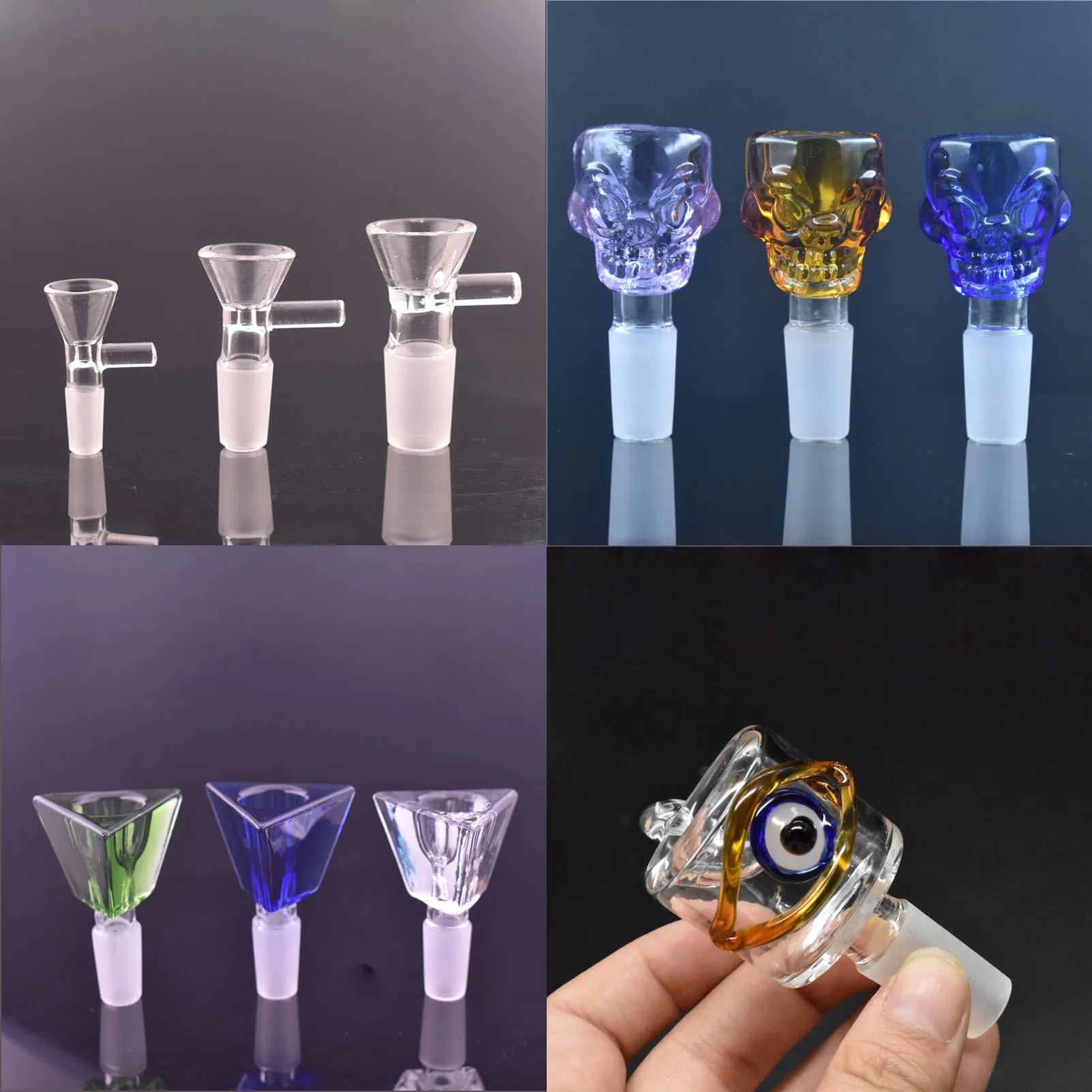 QBsomk Bol en Verre Épais pour Narguilé 14mm 18mm Couleur de Joint Mâle 15 Styles Bols Pièce à Fumer Outil pour Tabac Bong Huile Dab Rig Brûlant Conduite D'eau