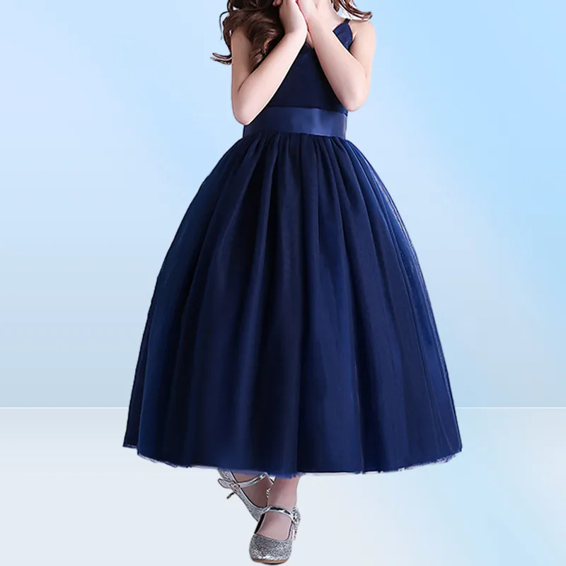 navy blue dresses kids Holiday Kids Long Sleeve Tulle Dress main image 0