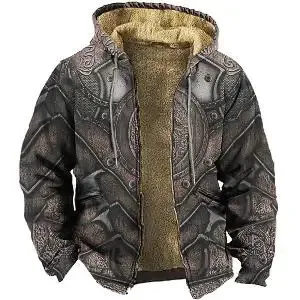 Herren Daunenparka Winter Vintage Cosplay Rüstung Design Langarm Warme Jacke für Herren Damen Dicker Kapuzenpullover Streetwear 231031