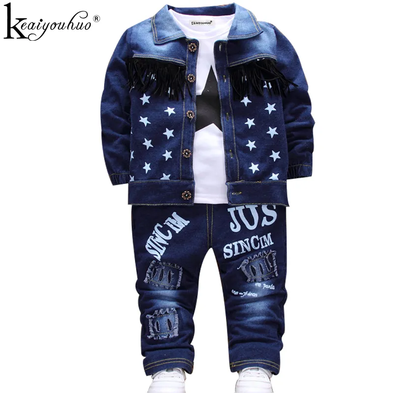 Set di abbigliamento Moda Autunno Neonati maschi Vestiti Set Tuta sportiva Bambini Bambini Denim Per 1 3 4 Anno 230331