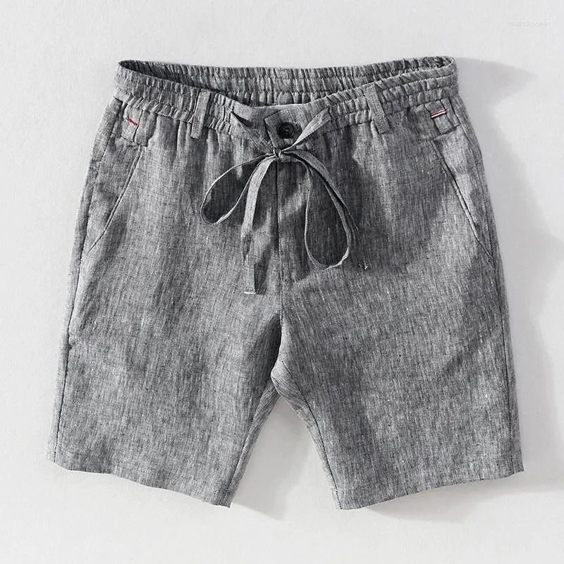 Herren-Shorts, Leinen, Sommer, für Männer, lässig, einfarbig, grau, modische Boardshorts, männliche klassische Dstring-Kleidung