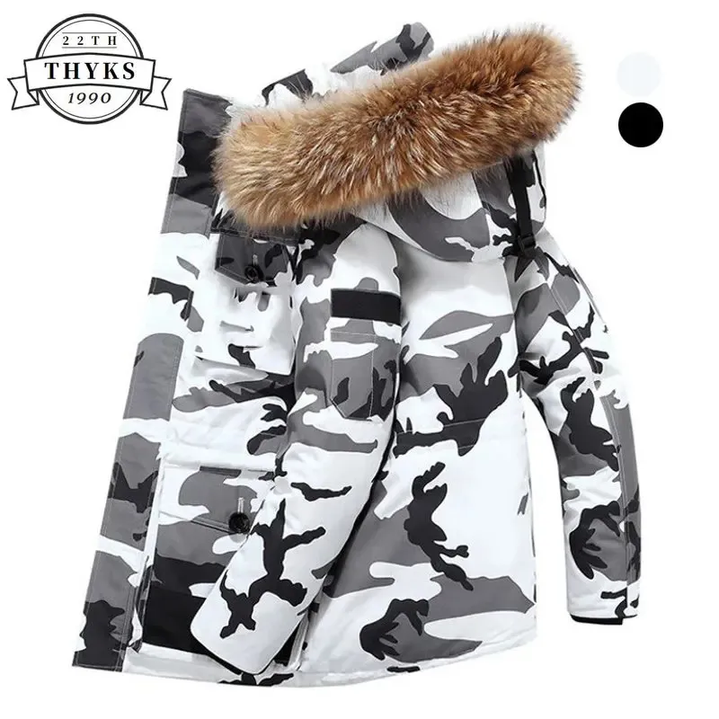 Vestes pour hommes Hiver 30 degrés Down Manteaux Veste Hommes 90 Canard Blanc Grand Col De Fourrure Chaud Épaissir Parkas Neige Outcoat Mâle Camouflage 231031