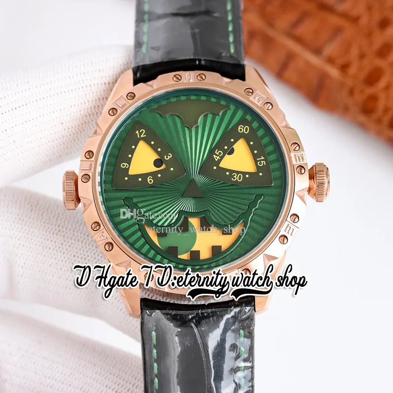 TWF V4S Japon NH35A Montre automatique pour homme Konstantin Chaykin Phase de lune Joker Cadran vert Boîtier en acier en or rose 18 carats Bracelet en cuir noir Montres d'éternité Super Edition