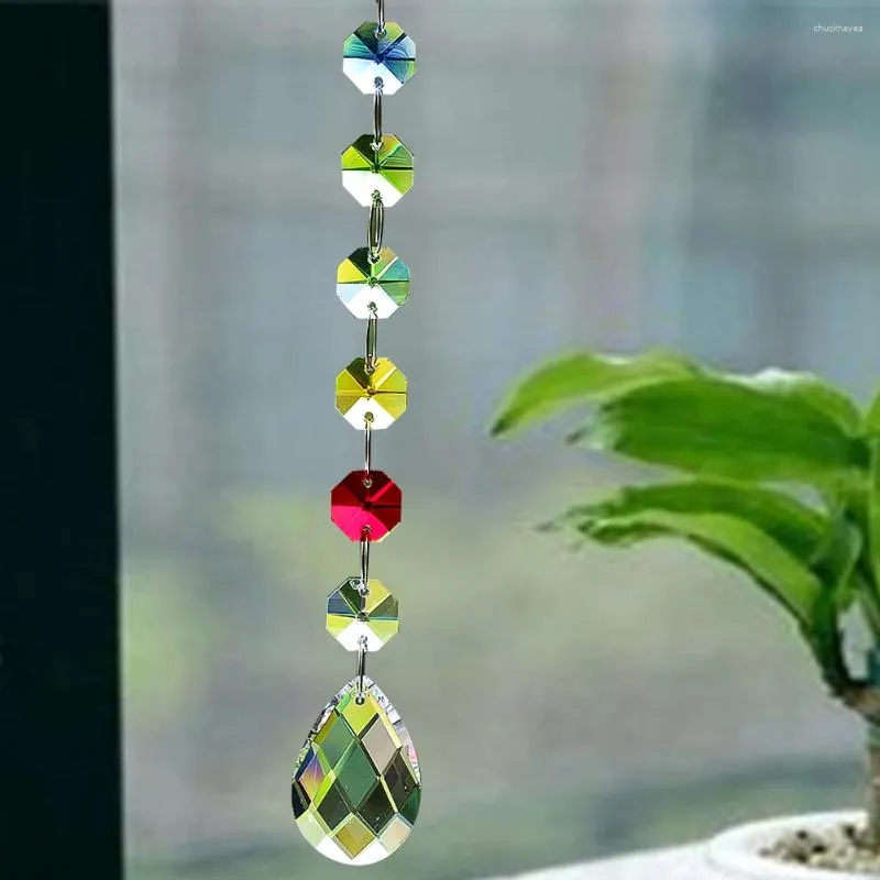 Lampadario cristallo 5 perle colorate catena appesa 38 mm Prisma sfaccettata in pendente in casa decorazione per finestre per matrimoni Cragi in vetro